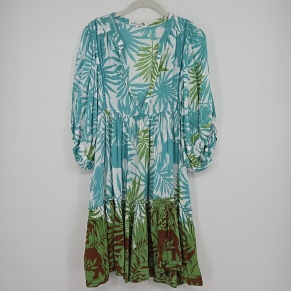 Poupette St Barth Tropical Floral Women's Aria Tiered Mini Dress Size M/L - Picture 4 of 14